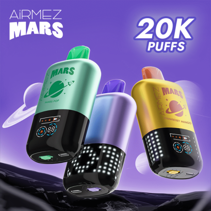 Airmez Mars 20000 Puffs - 360° Display, Dual Mesh Coil & 11 Flavours
